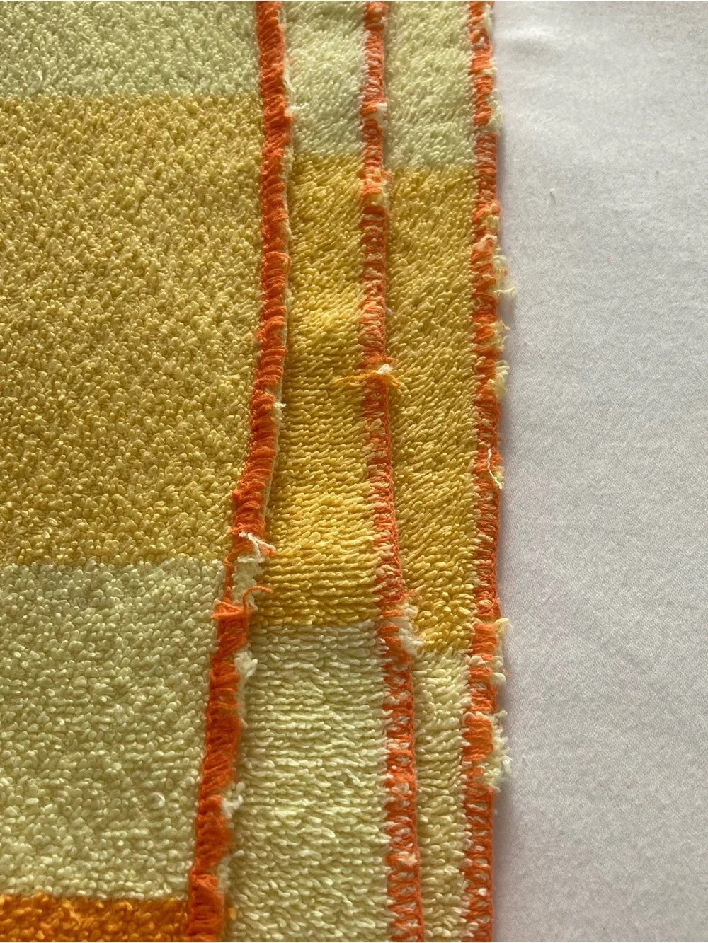 Vintage 1970s Utica, J P Stevens Orange & Yellow Stripe Bath Towels & Washcloths